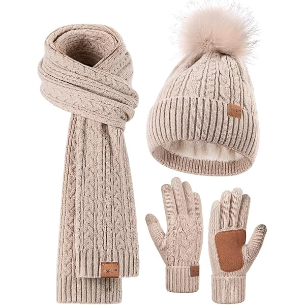 Michael Kors Faux Fur Pom Cable Knit Neck Warmer, Camel‎ s-l400.jpg main image 3
