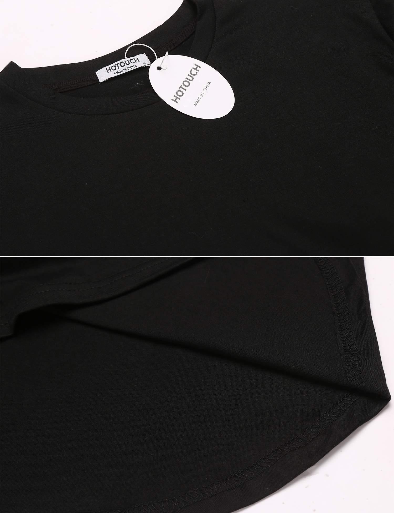 HOTOUCH Men\'s Crew Neck Rugged Outdoor Summer Short Sleeve Causal Stripes T-Shirt,Black,Small