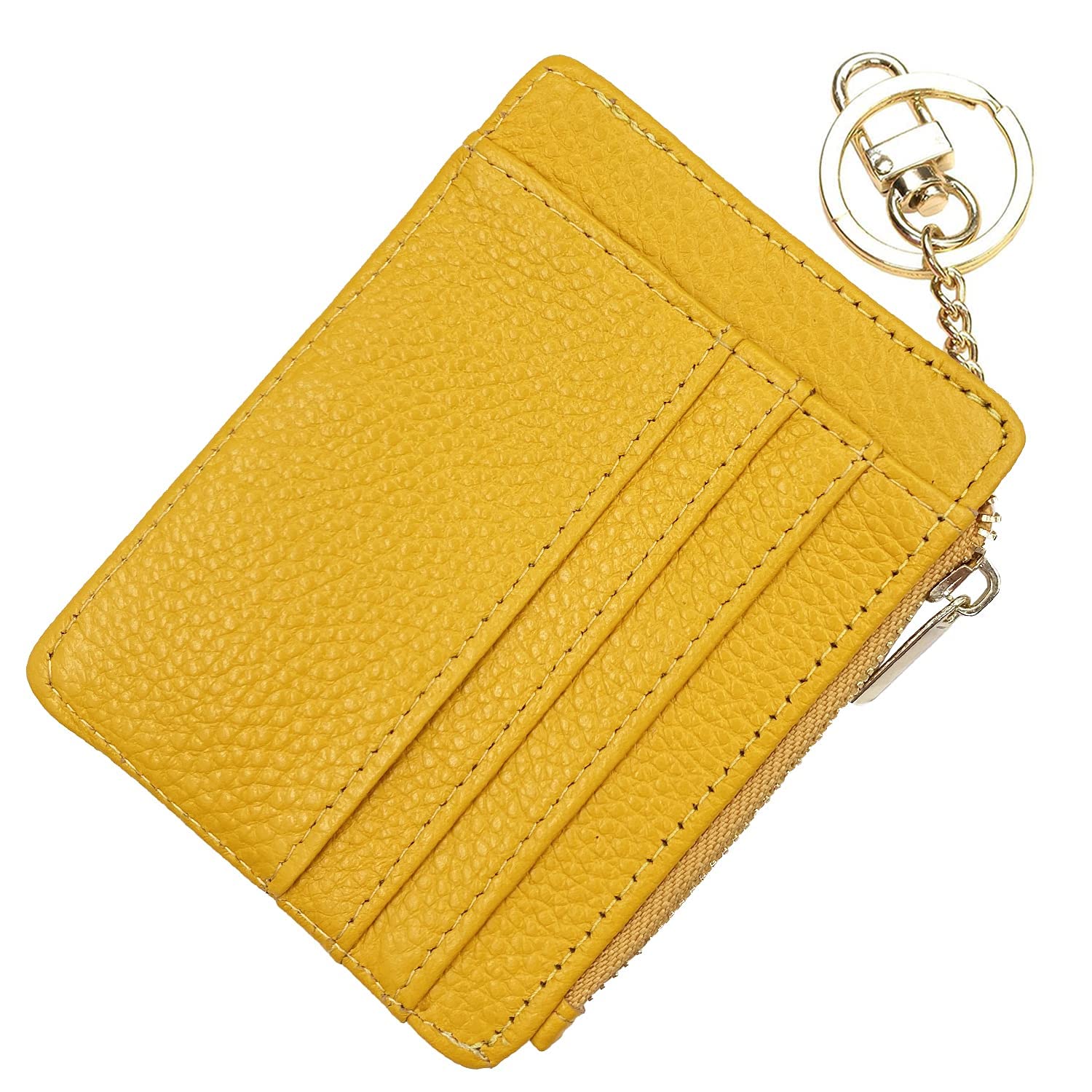 ehsbuy Card Holders Women Slim Ladies Card Holder Wallet RFID Blocking Leather Zipper Coin Purse Keychain Card Wallet