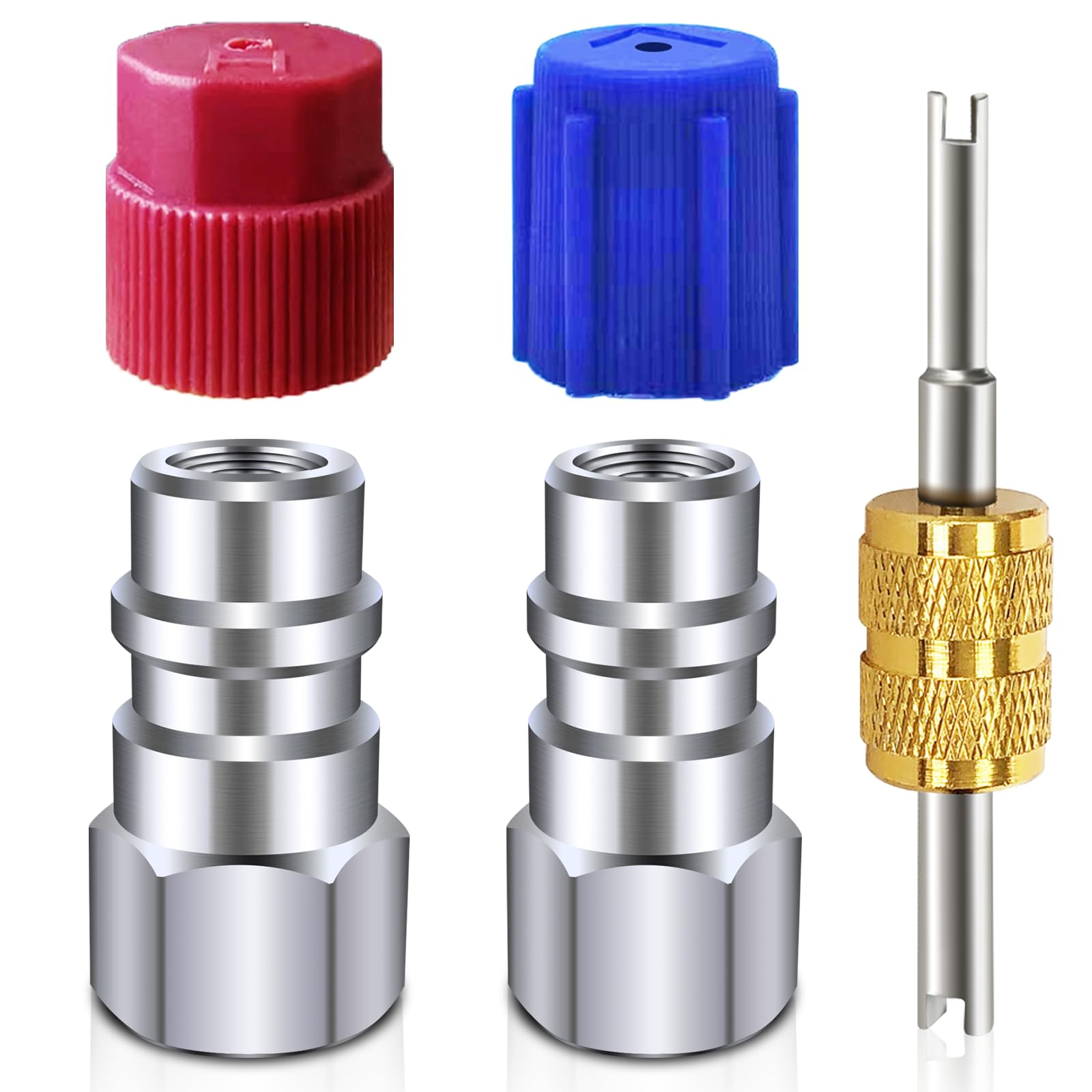Photo 1 of R12 to R134a Conversion Kit, 1Pair R12 to R134a Convert Adapters, R12 to R134A AC Retrofit Fitting Adapter Kit, R12 to R134a Adapter Fittings, Fits for Car AC Air Conditioner Refrigerant System