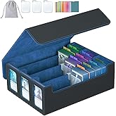 SENVINI 3-Row Trading Card Storage Box, Bulk Cards Case for 2400+ Mtg tcg Magic Playing Game Card Organizer, Commander Deck Box with 3 Supports &amp; 24 Dividers