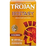 TROJAN Ultra Ribbed Ecstasy Lubricated Condoms, 10