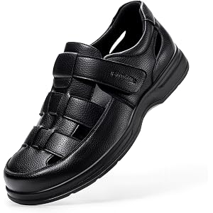 FitVille Diabetic Sandals for Men Extra Wide Width Dress Sandals Shoes for Swollen Feet Arch Support, Lightweight, Comfortabl