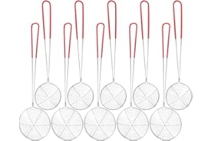 JECOMPRIS 10 Pcs Mini Strainer Spoon: Stainless Steel Hot Pot Skimmer for Cooking - Small Wire Pot Strainer for Meatball