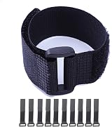 HUAYT Hook & Loop Cable Straps 1x16 in 10 Pack Black Self-Adhesive