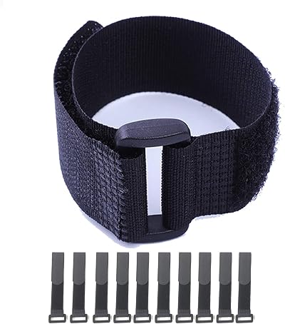 HUAYT Hook & Loop Cable Straps 1x16 in 10 Pack Black Self-Adhesive