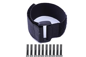 HUAPX Fastening Hook and Loop Cable Straps,10Pack Black Self-Adhesive Cable Ties,Nylon Securing Straps with Buckles,Adjustable and Reusable Cinch Straps for Cords Organized and Tidy(1" x 16")