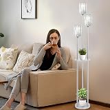 Rayofly 3-Light Crystal Floor Lamp with Shelves Chrome Standing Lamp view 7