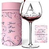 Personalized Wine Glass Gifts For Women - Monogrammed A-Z Wine Glasses Gift | Custom Christmas Gift, Valentines Day, Birthday Gifts For Women Her Mom Wife Best Friend Sister (N - View #11