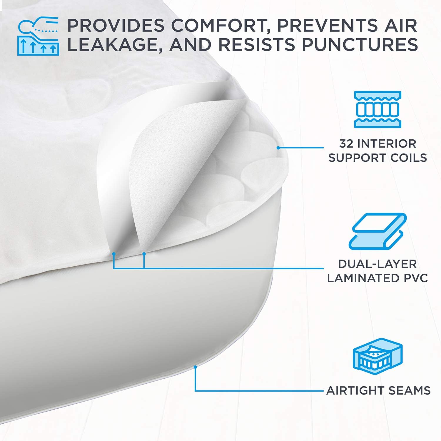 Ivation EZ-Bed (Twin) Air Mattress with Deflate Defender Technology Dual Auto Comfort Pump and Dual Layer Laminate Material - AirBed Frame & Rolling Case for Guest, Travel, Vacation, Camping: Home & Kitchen