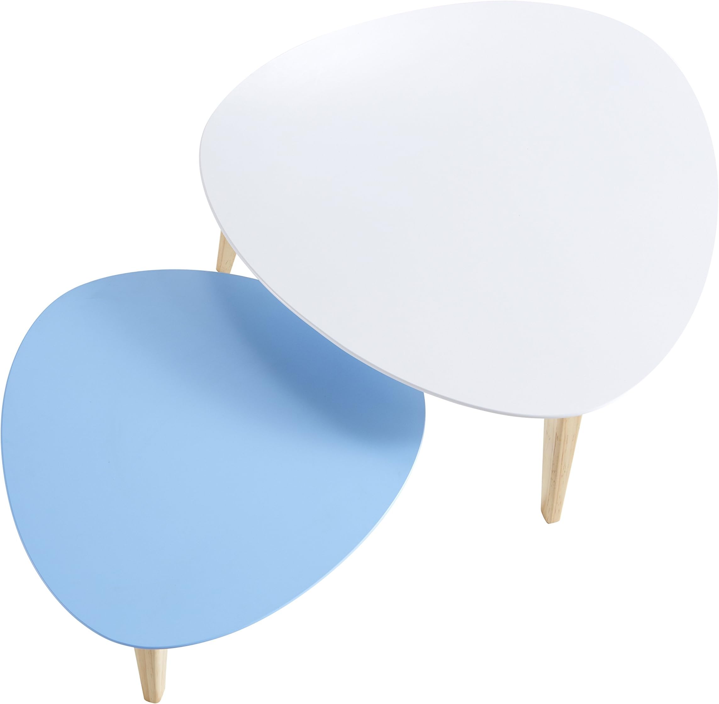 Demeyere Set of 2 Coffee Tables, White/Blue, 60x60x28 cm