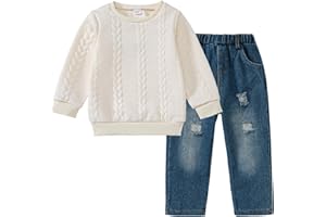 TINYPAINTER Little Boy Clothes Long Sleeve Sweatshirts+Denim Jeans Fall Outfits Winter Pants Set 3-8 Years