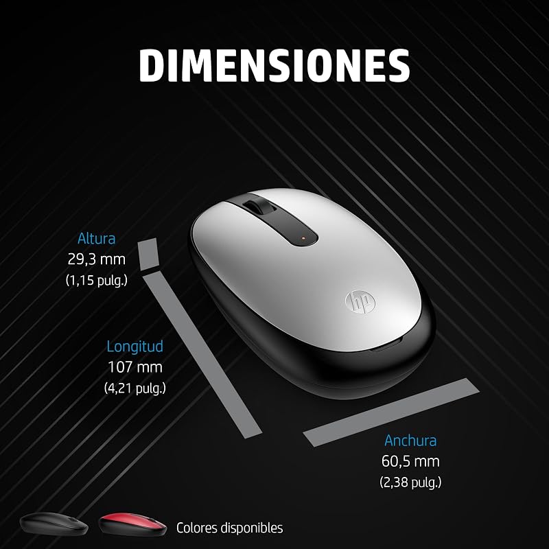Rato sem fios Empire 240 (sensor ótico de 1600 dpi, Bluetooth 5.1, 3 botões, roda de scroll, design ambidestro elegante, Windows 11, macOS, Chrome OS) prateado