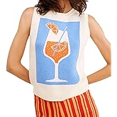 Giraropa Women Contrast Juice Sweater Vest Ribbed Knit Pullover Sweaters Sleeveless Crew Neck Loose Tank Tops