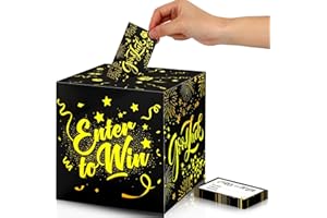 Spiareal Enter to Get Donation Box with Raffle Tickets Cards Gold Raffle Box Safe Suggestion Boxes with Entry Form Cards Ballot Boxes for Contest Carnivals Raffles (Black)