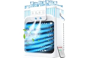 DODIDXYZ Portable Air Conditioners, 3 Speeds, 3 Mist Settings, 40oz Large Water Tank, 2~8h Timer & 7-color Ambient Lights, Air Conditioner Portable, Personal Small Mini Air Cooler for Room Bedroom