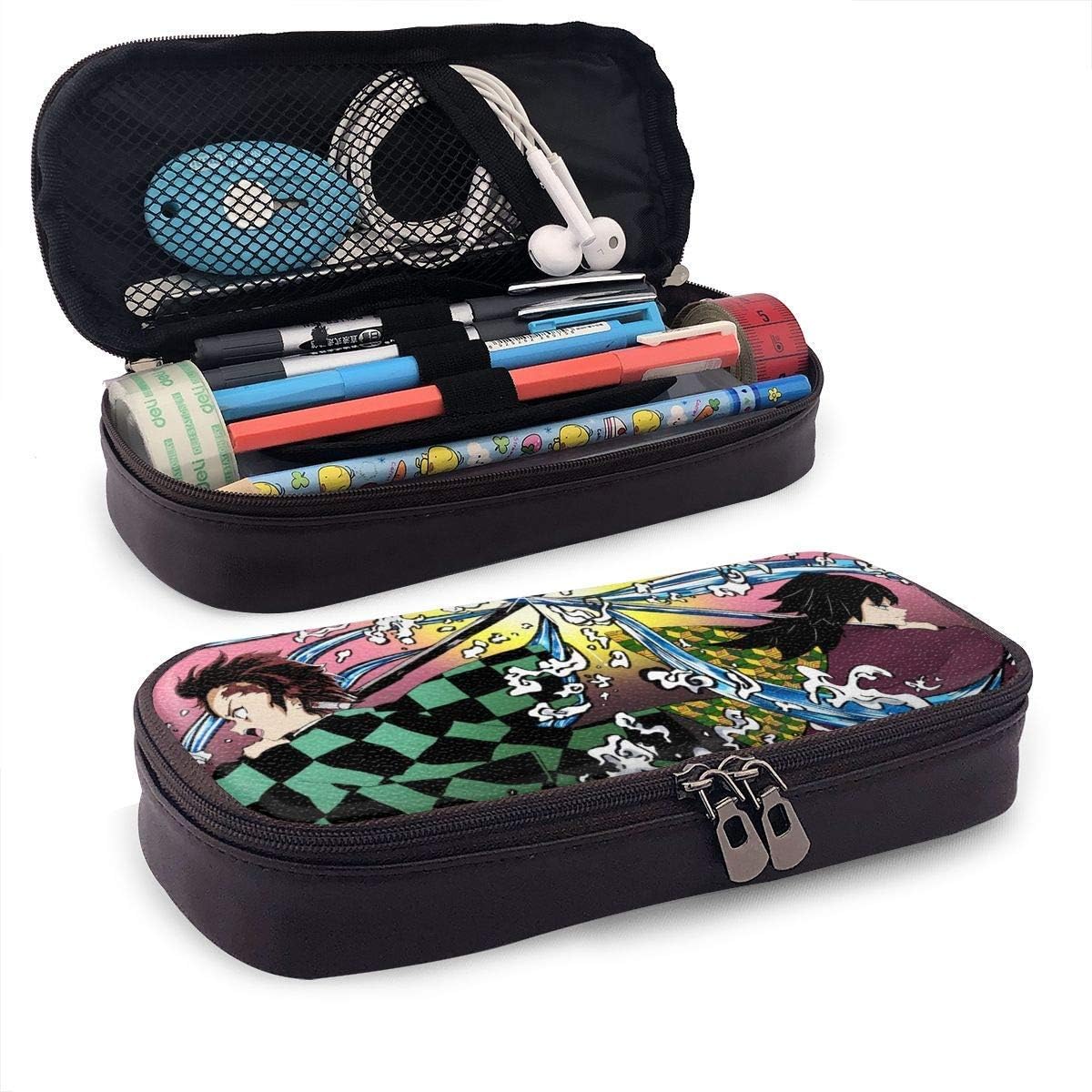 Pencil Case Big Capacity Storage Pen Pencil Pouch Box Organizer Portable Bag Holder with Zipper - Giyuu Tomioka & Tanjirou Kamado