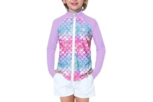 AOBUTE Unisex Kids Zipper Rash Guard Boys UPF 50+ UV Protection Sun Shirt with Thumb Hole 3-12 Years