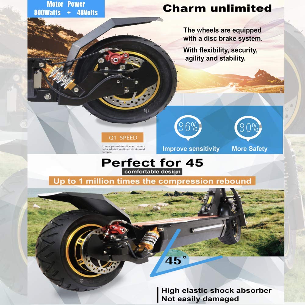 QIEWA Q1Hummer 800Watts 37MPH Electric Scooter with Dual Disk Brakes