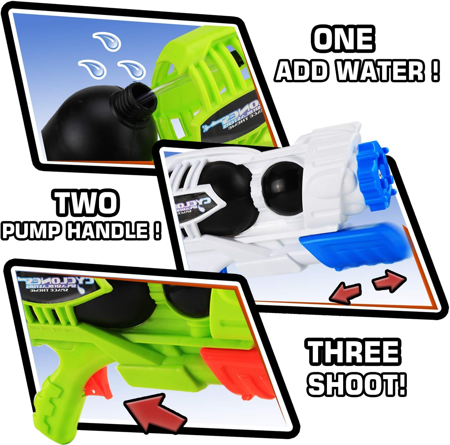 MAPIXO 2 Pack Super Water Gun(No Leaking), High Capacity Water Shooter Soaker Blaster Squirt Toy for Swimming Pool Party Sand Beach Game Outdoor Summer Fight Activity for Child Kid boy and Girl: Toys & Games