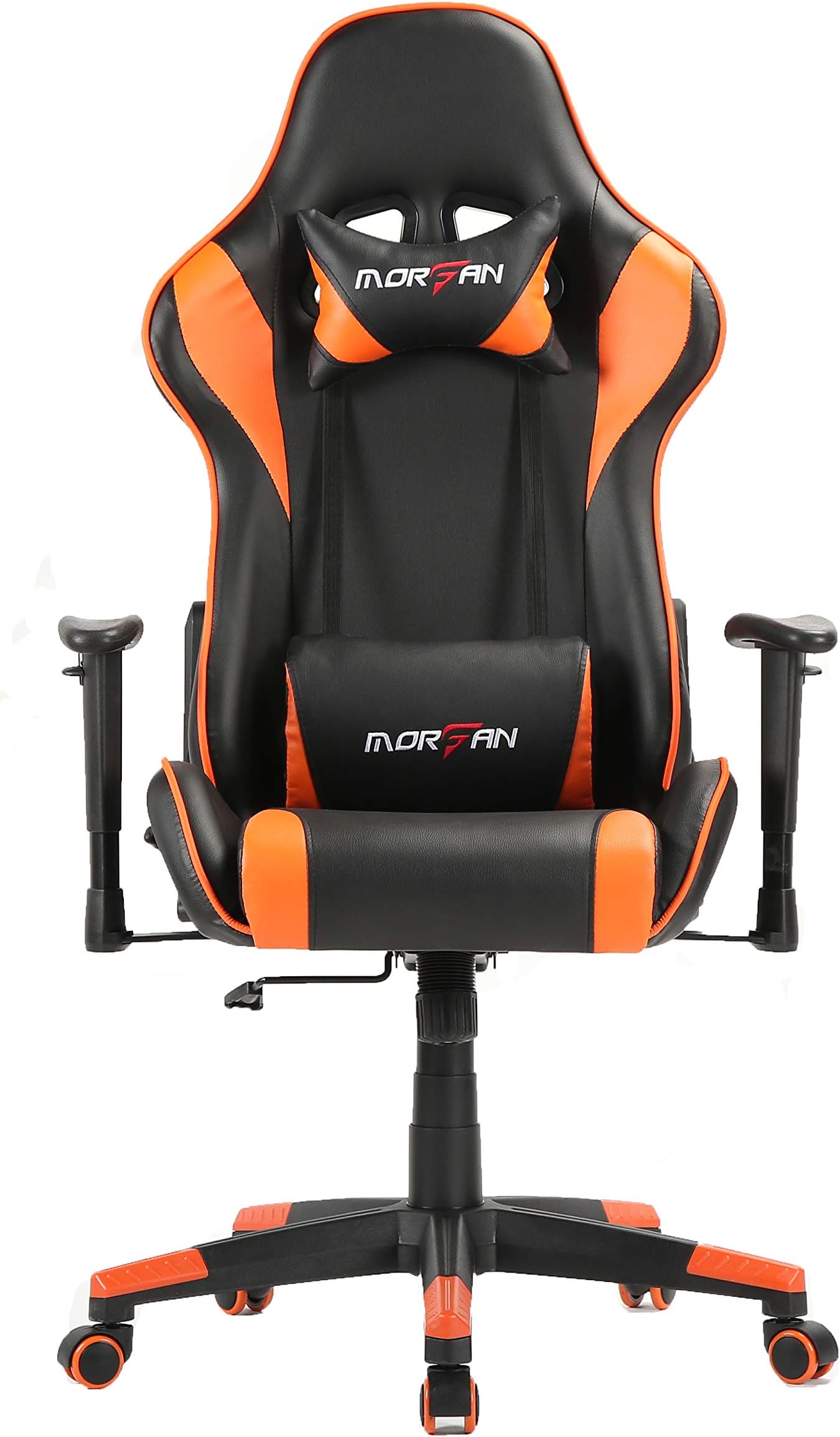 Morfan Gaming Chair New Size with Massage and Rocking Function Computer Office Racing Chair (Orange)