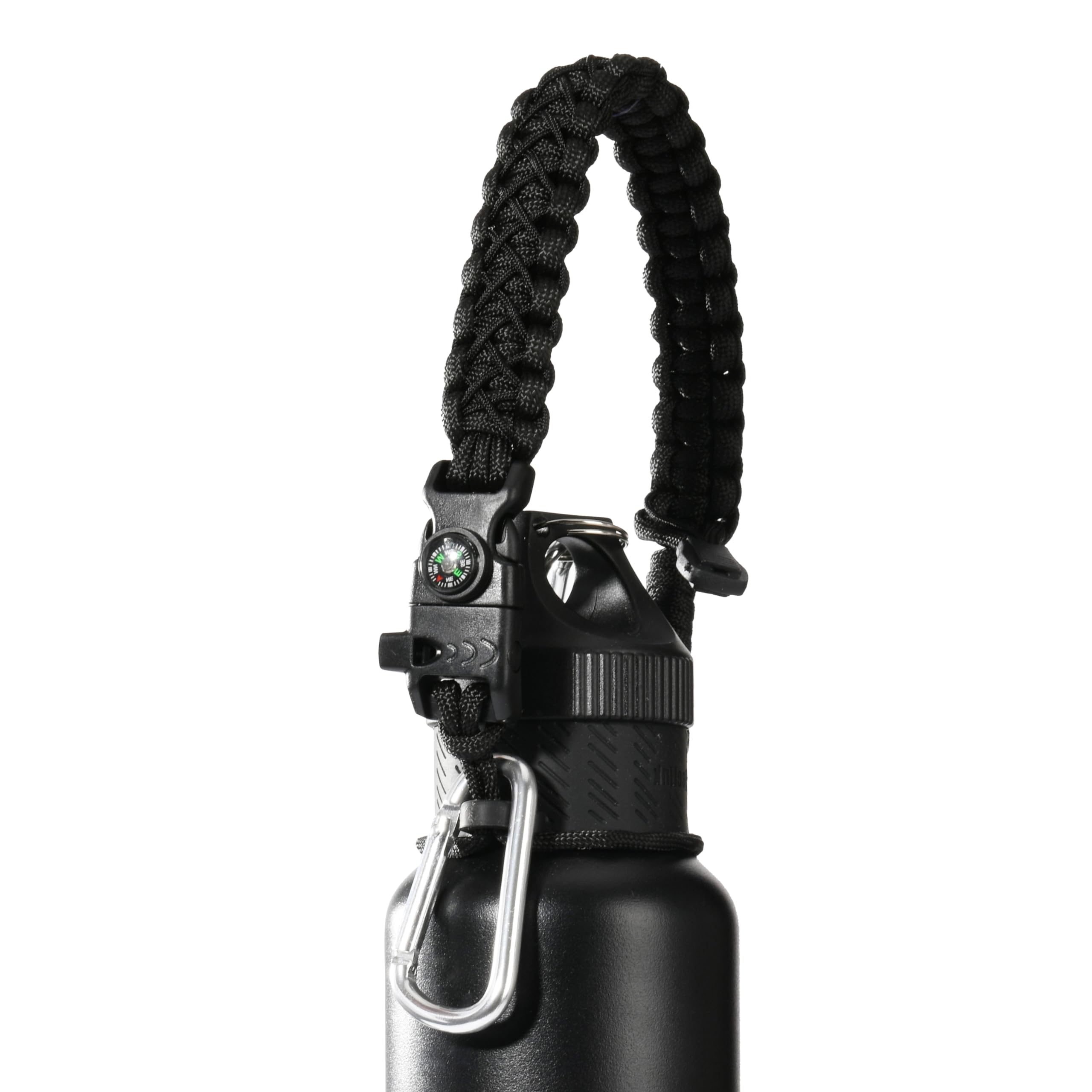 Photo 1 of QeeCord 2020 Paracord Handle for Hydro Flask 2.0 Wide Mouth Water Bottle Carrier with New Ring and Carabiner, 12oz, 16oz, 18oz, 20oz, 32oz, 40oz, 64oz (12 oz-24 oz Standard Mouth, Black)