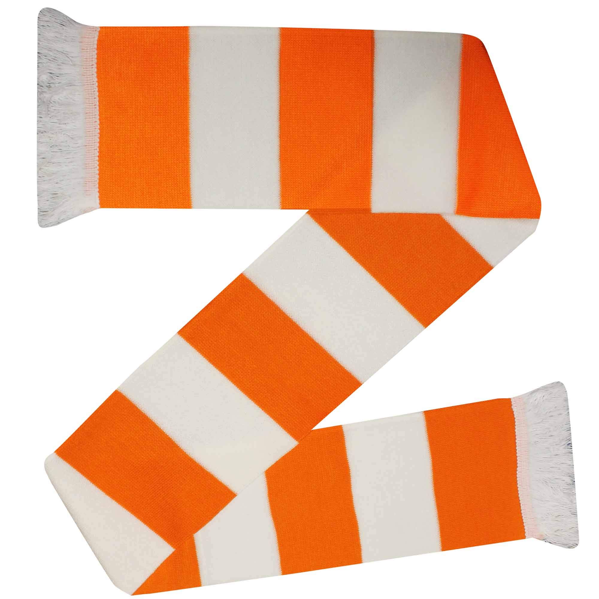 Blackpool Seasiders Classic Orange & White Football Fans Bar Scarf (100% Acrylic), Retro Match Day Scarf