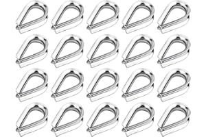 20Pcs M3 Stainless Steel Thimble for 1/8 Inches Diameter Wire Rope Cable Thimbles Rigging