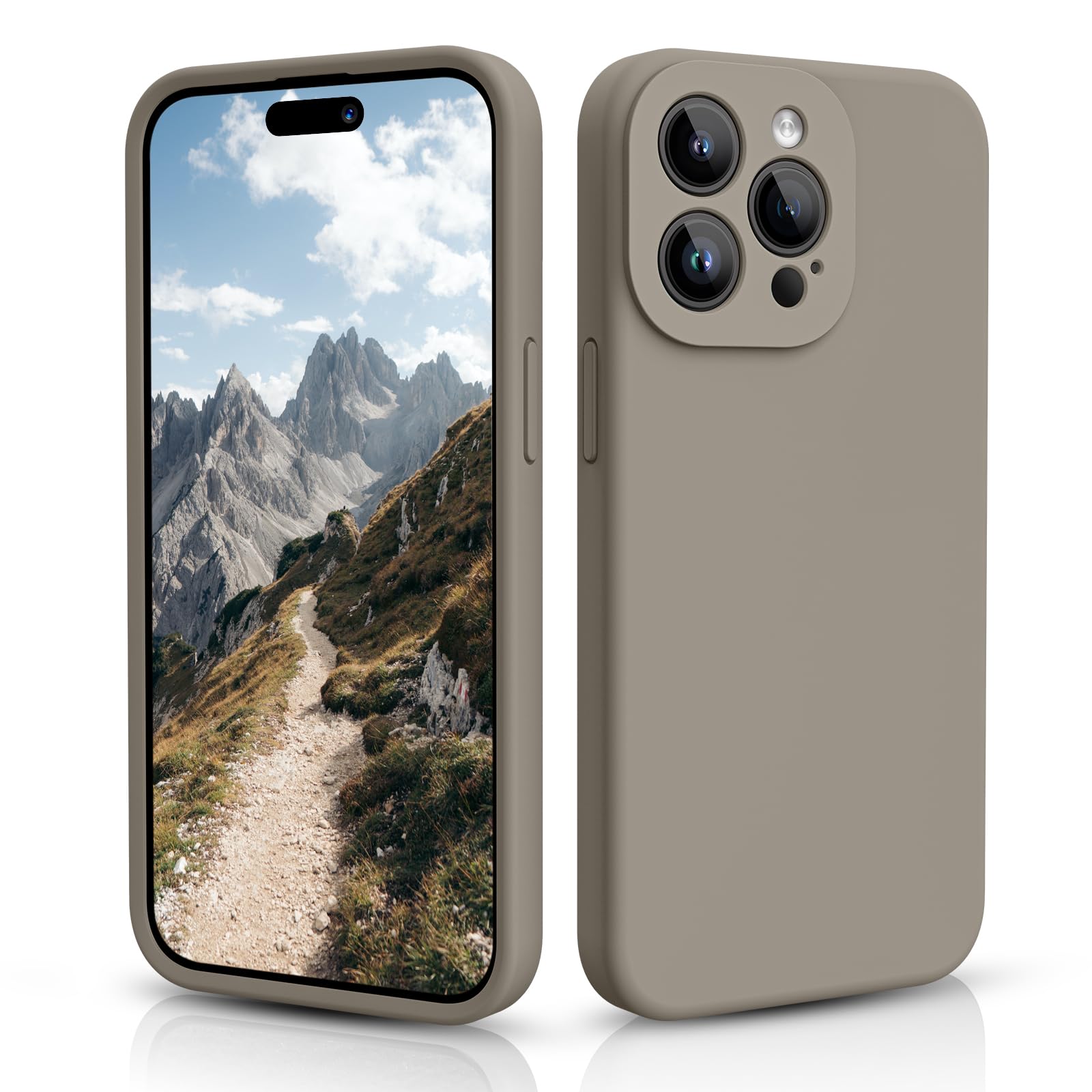 CALOOP Slim-Fit for iPhone 15 Pro Max Case,Skin Soft Liquid Silicone,Sturdy Hard Frame Shockproof Cover with Anti-Scratch Microfiber Lining,Full Protection for Screen and Lens,6.7 inch(Clay) — image 1