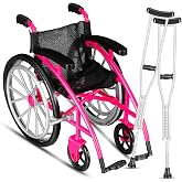 Garneck Miniature Wheelchair and Crutch Set for Dollhouse Decor: Realistic Folding Doll Wheelchair Playset Tiny Furniture Accessory for DIY Landscape Display Collectible Scene Prop