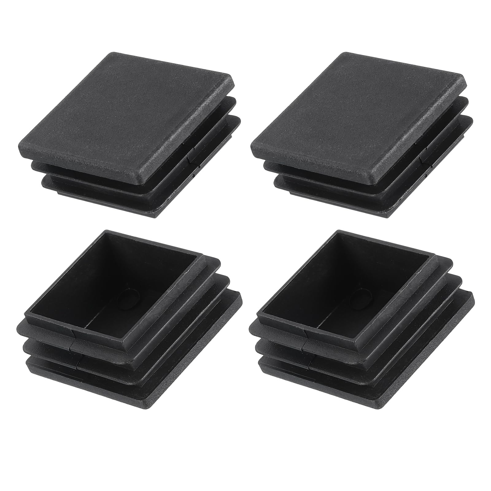 METALLIXITY Square Tube End Cap(40 x 40mm) 4Pcs, Plastic Plugs Insert End Caps Pipe Cap Cover Threaded End Blanking Caps Protector - for Square Tube Fence Furniture Table Chair Legs, Black
