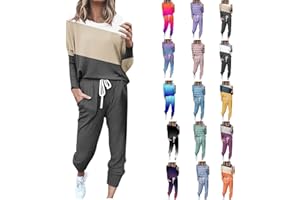 yelldesk Womens 2 Piece Outfits 2024 Casual Long Sleeve Tops and Long Pants Lounge Sets Tracksuit Jogger Set with Pockets