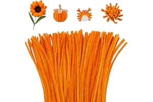 Mnuizu 200pcs Pipe Cleaners,Pipe Cleaners Chenille Stems for Craft, Fuzzy Sticks Christmas Craft Supplies for DIY Art & Creative Crafts Decorations（Orange）