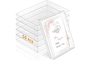 Sintuff 50 Pcs Clear Card Box Greeting Card Storage Boxes Clear Plastic picture display for Greeting Cards 5.39 x 7.36 x 1 Inches Photo Storage Box Rectangle Small Boxes for Favors