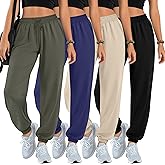 Oakgarden 4 Pack Women's Lounge Joggers High Waisted Sweatpants with Pockets Comfy Drawstring Casual Workout Yoga Pants