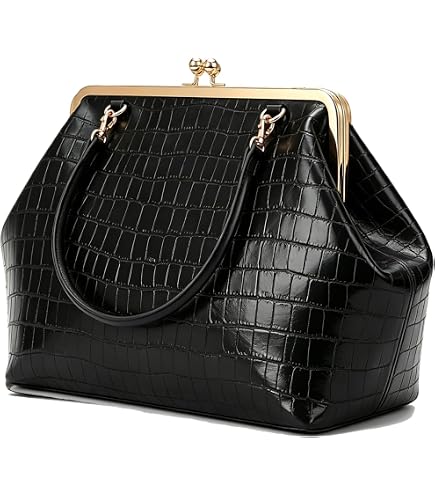 Amazon.com: CATSEA Large Women's Kiss Lock Bag PU Medium Top