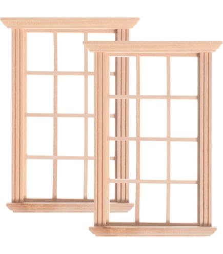 Set De 4 Volets En Bois 1:12 – 11,7 X 3,2 Cm, Fenêtre Maison De Poupée, Couleur PapayaWhip