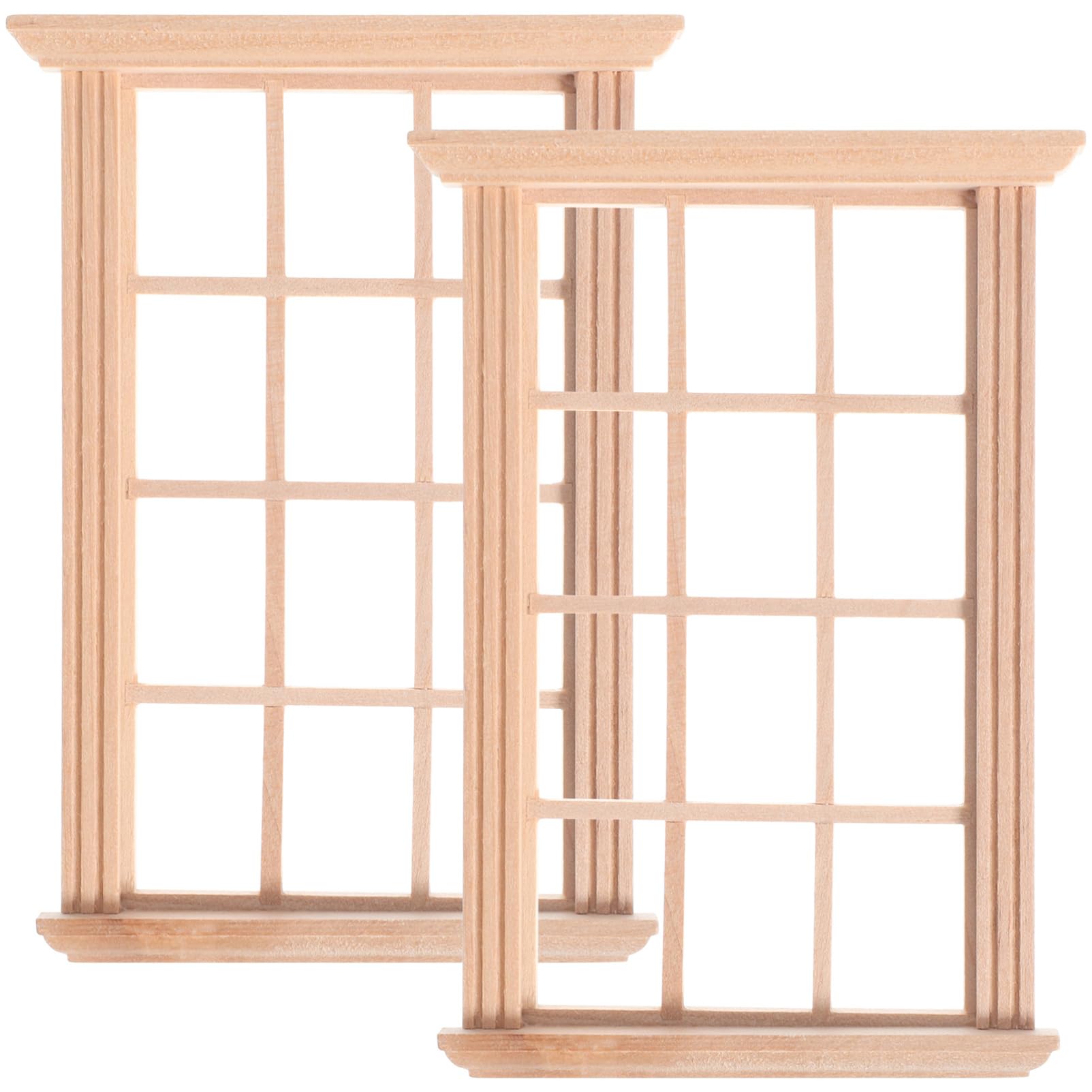 JOINPAYA 2 Pcs 1/12 Scale Miniature Wooden Dollhouse Window Frames 4.72X3.30X0.67 Inch Dollhouse Furniture Accessories for Diy Decoration and Mini Furniture