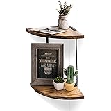 NEX 2-Tier Corner Shelf Floating Wall Mount Round End Shelves for Living Room, Bedroom