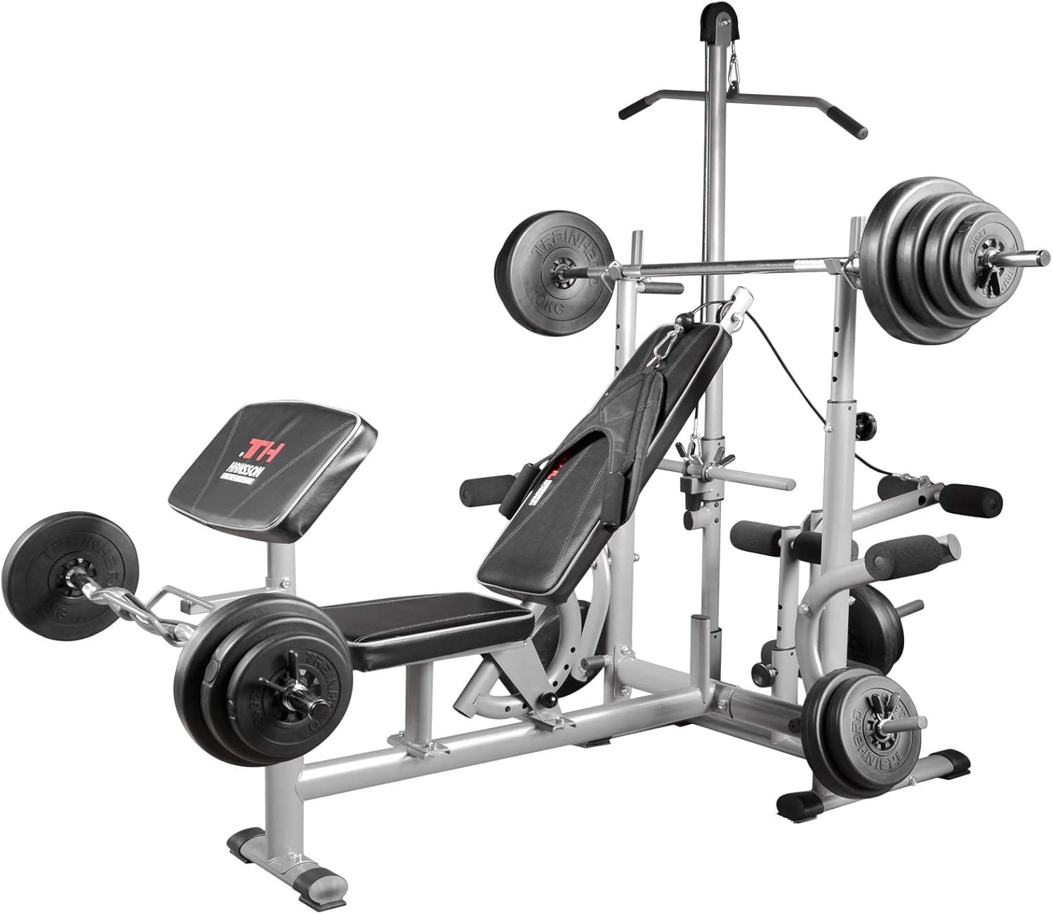 Train Hard Multifunktion Hantelbank Mit Latzug & 100 Kg Gewichten - Home Gym