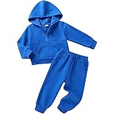 Happy Town Baby Clothes for Girls Boys Solid Color Half-Zip Sweatshirt and Sweatpants Outfits Set Fall Toddler Sweatsuit