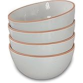 Mora Ceramic Bowls For Kitchen, 28oz - Bowl Set of 4 - For Cereal, Salad, Pasta, Soup, Dessert, Serving etc - Dishwasher, Microwave, and Oven Safe - For Breakfast, Lunch and Dinner - Earl Grey