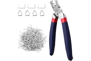 WORKPRO Bent Hog Ring Pliers with 500 Pcs 3/4" Hog Rings, Galvanized Steel Hog Rings Perfect for Furniture Upholstery, Auto Upholstery, Plastic Meat & Sausage Casings