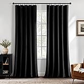 MIULEE Black Velvet Blackout Curtains 84 Inch Long Luxury Super Soft Thermal Insulated Window Curtains Room Darkening Drapes 