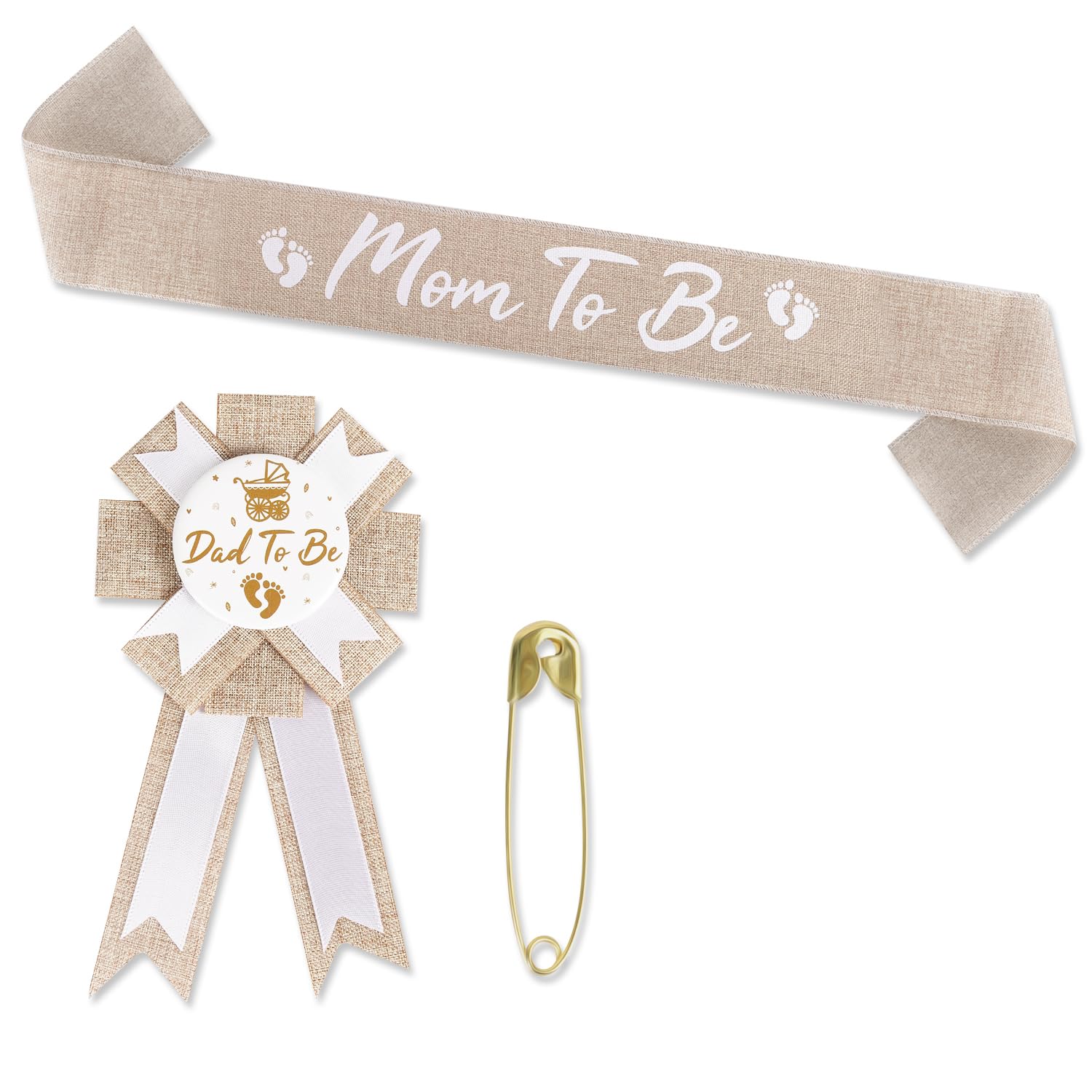 Photo 1 of Rustic Boho Mom to Be Sash & Daddy to Be Badge Pins for Baby Shower Gender Reveal Party Decorations Photo Props Pregnant Mommy Gift