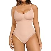 FeelinGirl Bodysuit for Women Tummy Control Shapewear Seamless Bodysuit Body Shaper Butt Lifter Beige XL/XXL