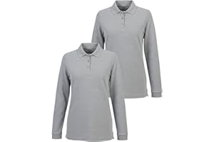 INGEAR Girls Long Sleeve Polo Shirt 2-Pack - School Uniform, Golf, Casual Wear, Moisture-Wicking, Sizes 4-16