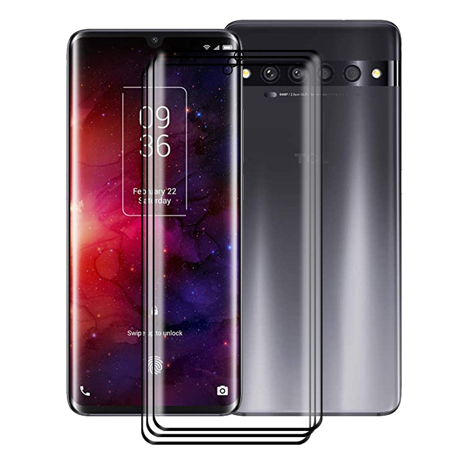 KJYF Pack of 3 tempered glass screen protectors for TCL 10 Pro (6.47"), HD clear tempered glass screen protector, 9H hardness.