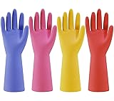 Rubber Kitchen Dishwashing Gloves - 4 Pairs