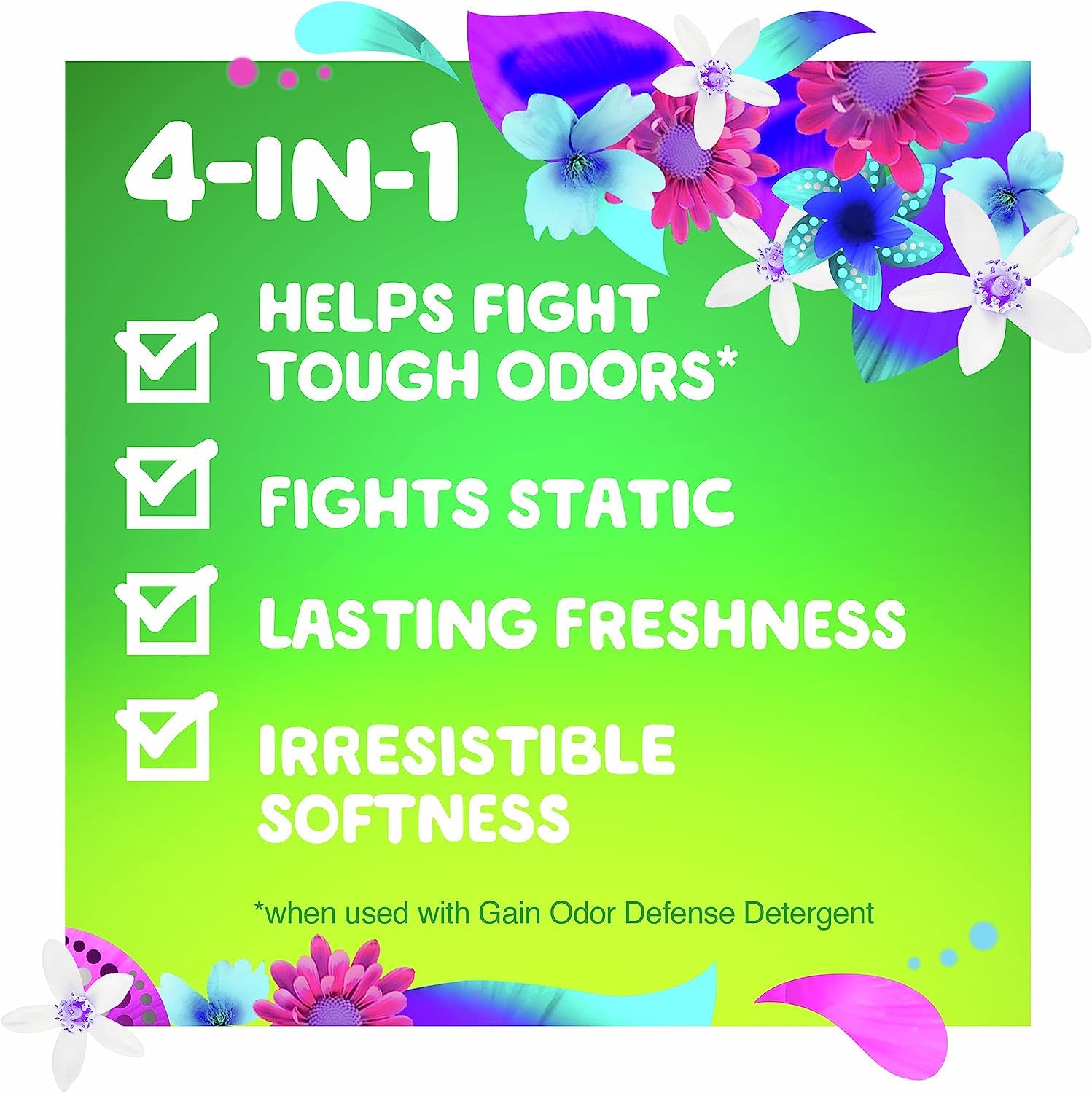 Gain Odor Defense Dryer Sheets, Super Fresh Blast Scent Fabric Softener Sheets, 240 ct